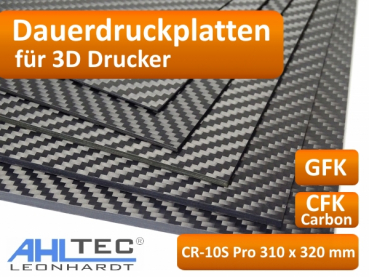 3D Drucker Dauerdruckplatte für CR-10S Pro 310 x 320mm - ABS PLA PETG HIPS Filament