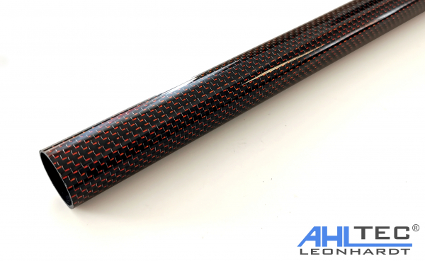 Carbon Rohr ROT Hochglanz 25 mm x 23 mm x 1000 mm