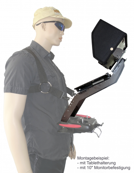 FPV Erweiterung LANG "Aufrüstset" für Tablet und Monitor in Carbon